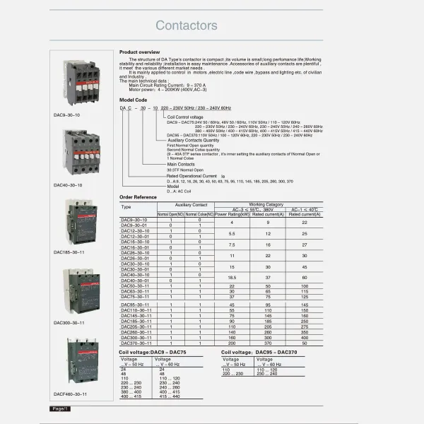 A series contactor-catalogue-from CDADA
