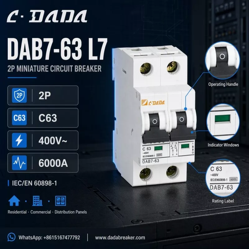 DAB7-63 L7 2P MCB - Тарату панельдері үшін мөлдір, ықшам қорғаныс
